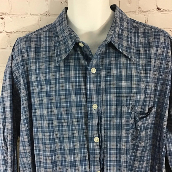 Old Navy Blue Plaid Button Down Long Sleeve Shirt - Picture 2 of 4